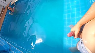 I Invited My Step-cousin To The Pool At Home, She Was Surprised By My Hard And Erect Cock