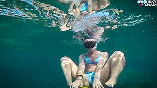 Underwater Beach Flasher - Bikini, Long Fins & Naughty Ocean Tease