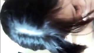 Chinese girl sucks a hairy cock and swallows his load