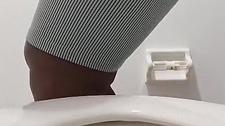 Desperate for a Pee Holding as Long as I Can Pissing in the Toilet