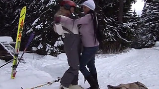 Big Titted Lesbians From France Are Here to Play in the Snow