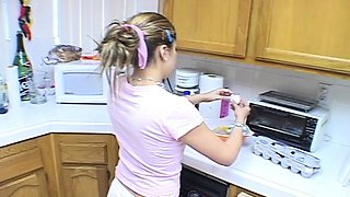 Teen topanga solo in kitchen