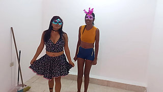 Exclusive Video!! Cleaning Assistant Has Sex at Work with Boss's Stepson