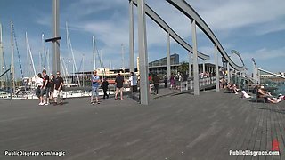 Ginger slut deep throat fucked outdoor