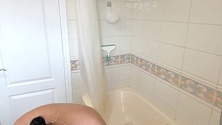 Bony japanese teenager caught in bathroom voyeur webcam