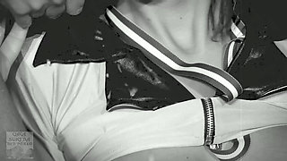 Classic Busty Brunette Lysa Banged by 2 Hot Studs