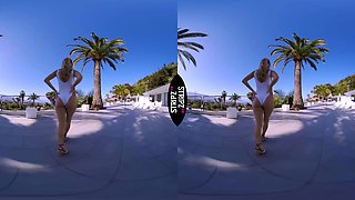 Poolside - Blonde Babe Solo Striptease By The Pool