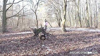 Gorgeous outdoor pissing solo play with a sexy brunette Dragon Fruit