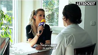Blonde German Milf Interviews Him At The Table... Then She Starts Begging For His Cock - Sexy Susi