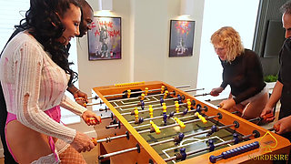 When Strip Foosball Gets Out of Control - 4some Edition