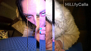 Risky White Fur Coat Blowjob and Doggy Indoors and Out