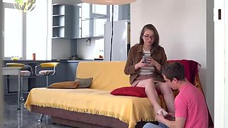 Massage and sex for nerdy teen