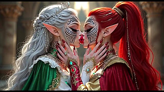 Beautiful Elves Princess Kissing, Ai Animation