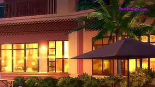 Hentai Pool Sex After BBQ - Sweaty Anime Teen Fucks Wet Pussy Outdoor