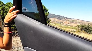 Wet anal orgasm with my girlfriend in the rental car