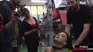 Tied stunning bae pussydrilled in garage