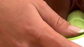 Depraved Bitch Marry Queen in Black Stockings, Shiny Purple Satin Panties & Plastic Coat Whip Tease