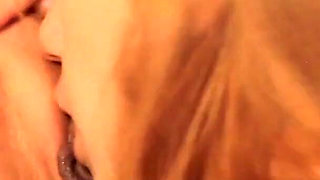 Redhead and brunette lesbian sluts bend their arse over to lick each others muff