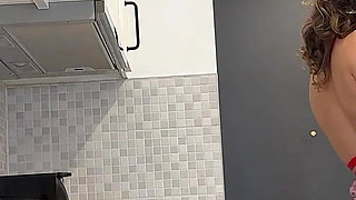 Sexy and Hot Long Legs Beauty in the Kitchen Takes off Her Underwear in a Transparent Lingerie with Seethrough Panties