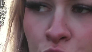 German Blonde Girl Lisa Pick up and Talk to Risky Fuck in Car at Public Place