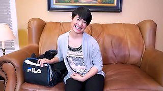 Shaved pussy, cum swallowing, bi-racial