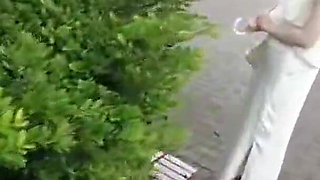 Steamy T Back Stroll with a First Time Outdoor Peach That Drives Nonstop Release Part.1