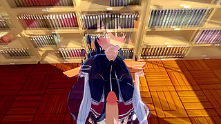 Akeno Gives Me a Blowjob in a Public Library - Dxd Ntr Madness Series