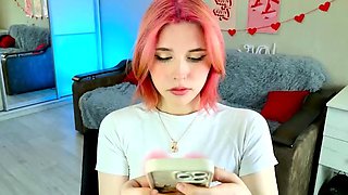 Sexy amateur redhead teen double dildo action