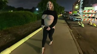 Risky public sex with naughty busty blonde MILF ended up in my hotel room and I nut on her fat pussy