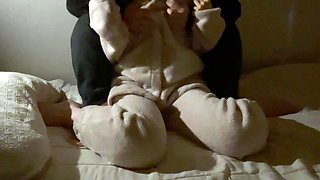 Japanese lesbian Sakuno wears soft pajamas and is deliciousl