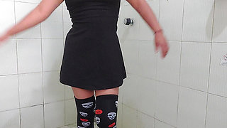 Indian Bhabhi Jossy Tries on a Dress and Tights to Go Out to a Hallowen Party