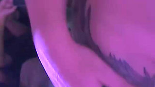 Orgia party on a public stage with horny milf