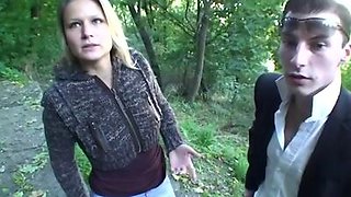 Outdoor sex scene with a blonde