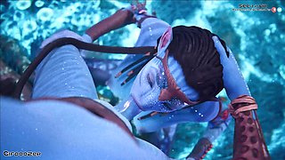 Gifdoozer Avatar Neytiri Performs Intense Deep Throat in the Jungle: Passionate, Hardcore Sex with a Seductive