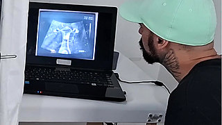 Gynecologist Performs Ultrasound Differently Next to the Cuckold