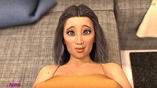 Seductive 3D animation featuring Misskitty2k with huge breasts pleasuring a lucky man