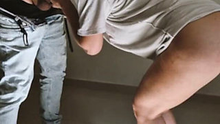 Oversized Shirt, Panties off - Living Room Blowjob and Standing Fuck