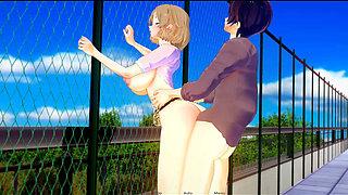 He fucks this girlfriend on the roof of the college