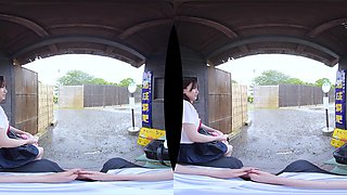 Soaking Wet on a Summer Day at the Bus Stop; Japanese Schoolgirls JAV VR Porn