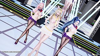 [mmd] Girls' Generation - Genie Ahri Seraphine Kaisa Striptease League of Legends Hentai