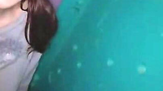 Fragile Heiress Heat as the Natural Rich Beauty Offers Warm Mouth Support Inside a Risky Temporary Booth