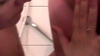 Threesome bathroom action with two naughty mature chicks