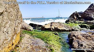 What if someone catches us? Spanish chick fucked on a Public Beach at MuchaSexo