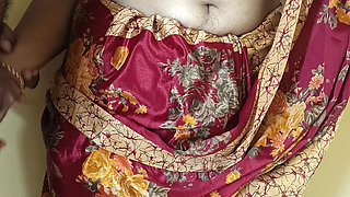 Red color saree cheating Housewife 1