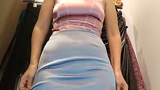 Horny Brunette MILF Shows Off Hairy Pussy & Big Tits in Tight Pantyhose - Amateur Wife Naughty Fun