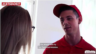 Stunning German Secretary Fucks Pizza Guy
