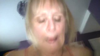 old mother makes a blowjob to her stepson