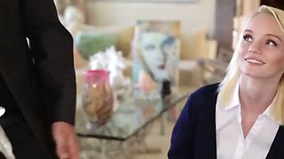 Sleazy harlot teenager Sammie Daniels riding her instructos cock