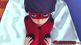 Busty Ladybug Rule34 3D Hentai - Red Latex Heroine Gets Anal Vibrator & Standing Licking