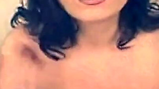 Beautiful Brunette MILF Cumshot on Small Tits in a Vintage Porn